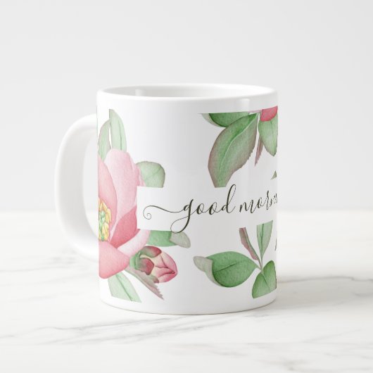 Fröhliche Frühlingsmagnolia-Blume, Guten Morgen Jumbo-Tasse (Vorderseite Links)