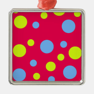 Fröhliche Funky Gelbe Blaue Blasen Silbernes Ornament