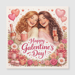 Fröhliche Galentine's Day-Grußkarte, Magnetkarte