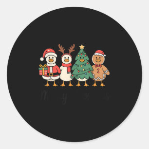 Fröhliche Gans auf freiem Fuß Lustiges Weihnachten Runder Aufkleber
