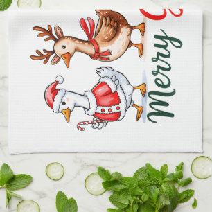 Fröhliche Gänsmas Weihnachten Lustiges Gans Tri-Bl Geschirrtuch