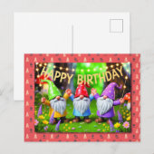 Fröhliche Garten-Zwerge Geburtstagsfeier Postkarte (Vorne/Hinten)