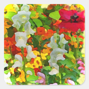 Fröhliche Gartenfarben Quadratischer Aufkleber
