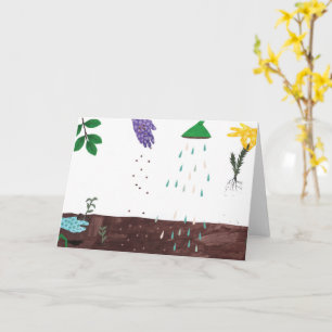 Fröhliche Gartensaison   Gärtner-Illustration  Karte