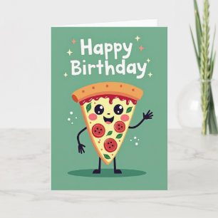 Fröhliche Geburtstag-Pizzascheiben-Karte Karte