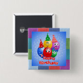 Fröhliche Geburtstagsballons Button (Vorne & Hinten)