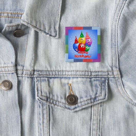 Fröhliche Geburtstagsballons Button (Beispiel)