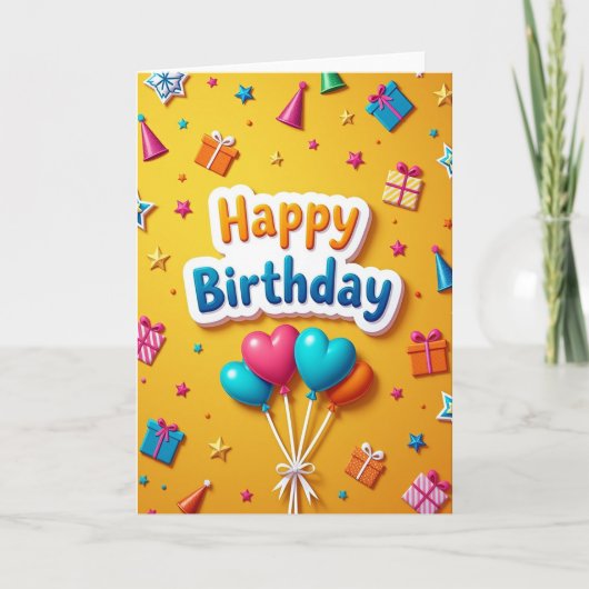 Fröhliche Geburtstagsballons Karte (Vorderseite)