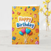 Fröhliche Geburtstagsballons Karte (Gelbe Blume)