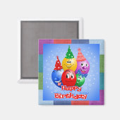 Fröhliche Geburtstagsballons Magnet (Vorderseite/Rückseite)