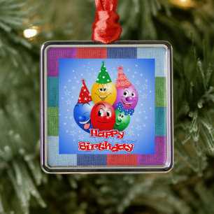 Fröhliche Geburtstagsballons Ornament Aus Metall
