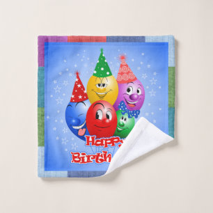 Fröhliche Geburtstagsballons Waschlappen