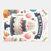 Fröhliche Geburtstagsfeier Cake & Balloons Geschenkpapier Set (Vorderseite 3)