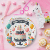 Fröhliche Geburtstagsfeier Cake & Balloons Pappteller (Party)
