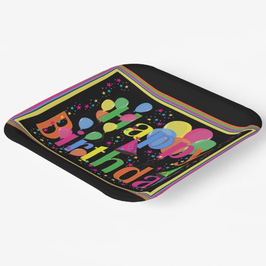 Fröhliche Geburtstagsfeier Pappteller (Gewinkelt)