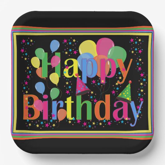 Fröhliche Geburtstagsfeier Pappteller (Vorderseite)