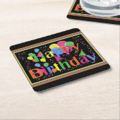 Fröhliche Geburtstagsfeier Rechteckiger Pappuntersetzer (angewinkelt)