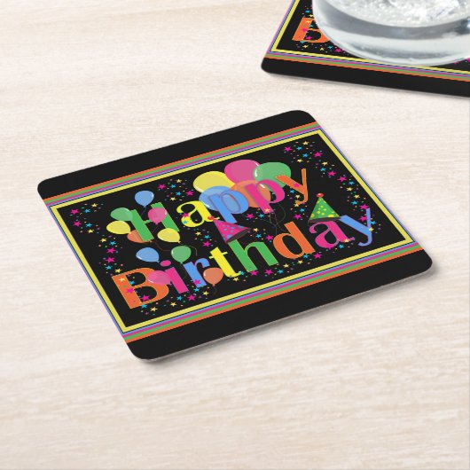 Fröhliche Geburtstagsfeier Rechteckiger Pappuntersetzer (angewinkelt)