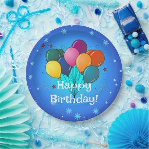 Fröhliche Geburtstagsfeiertage-Ballons, Pappteller