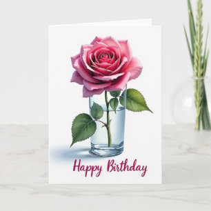 Fröhliche Geburtstagskarte mit rosa Blumenkunst Karte
