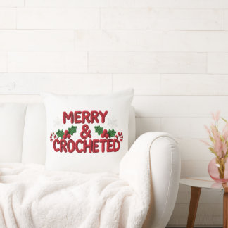 Fröhliche & gehäkelt gestrickte Weihnachten Kissen