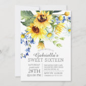 Fröhliche Gelbblüten 16 . Geburtstag Party Einladung (Vorderseite)