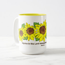 Fröhliche Gelbblüten freuen sich im Herrn Zweifarbige Tasse