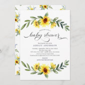 Fröhliche Gelbblütendusche Einladung (Vorne/Hinten)