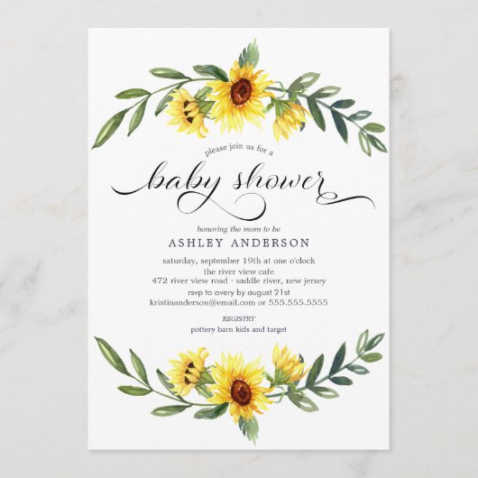 Fröhliche Gelbblütendusche Einladung (Vorderseite)