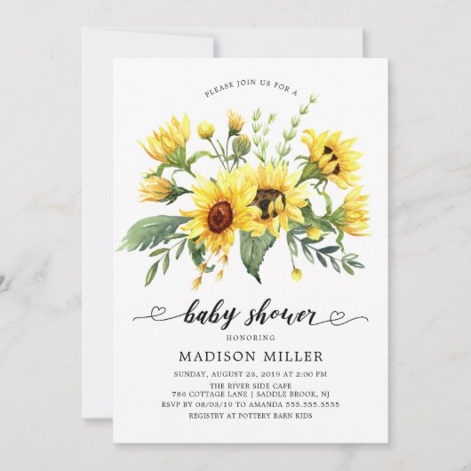 Fröhliche Gelbblütendusche Einladung (Vorderseite)