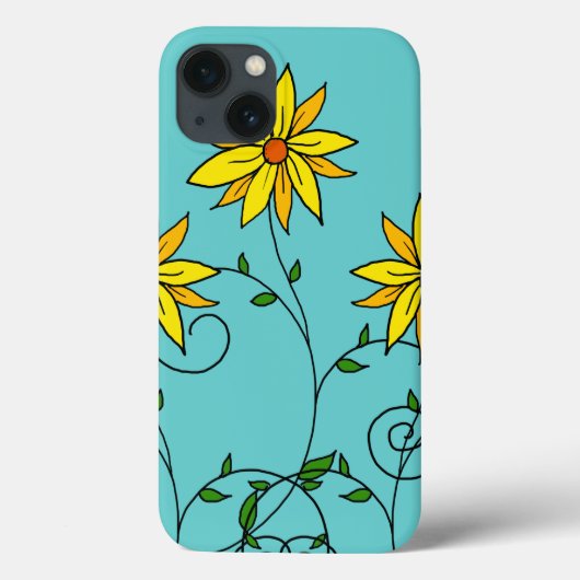 Fröhliche gelbe Blumen Doodle Art Case-Mate iPhone Hülle (Rückseite)