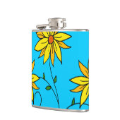 Fröhliche gelbe Blumen Doodle Art Flachmann (Links)