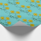 Fröhliche gelbe Blumen Doodle Art Geschenkpapier (Ecke)