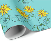 Fröhliche gelbe Blumen Doodle Art Geschenkpapier (Rolleneckpunkt)