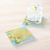 Fröhliche Gelbe Calla Lily Glasuntersetzer (Schrägansicht)