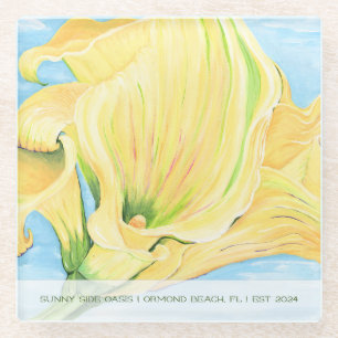 Fröhliche Gelbe Calla Lily-Zuhause Glasuntersetzer