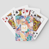 Fröhliche Gelbe Monogramm und Frühlingsblumen Spielkarten (Rückseite)