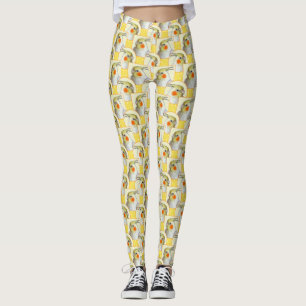 Fröhliche gelbe Pet Cockatiel Niedliche Muster Vög Leggings