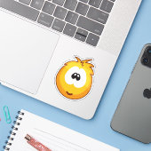 Fröhliche Gelbe Sneezies Aufkleber (Laptop mit iPhone)