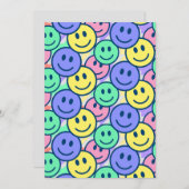 Fröhliche Gesichter - Pastellfarben Einladung (Vorne/Hinten)