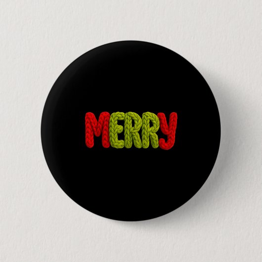 Fröhliche Gestrickte Buchstaben Häkeln Weihnachten Button (Vorderseite)