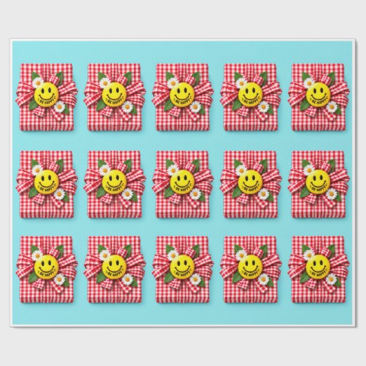 Fröhliche Gingham-Geschenkverpackung Geschenkpapier (Flach)