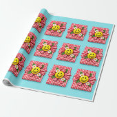 Fröhliche Gingham-Geschenkverpackung Geschenkpapier (Ungerollt)