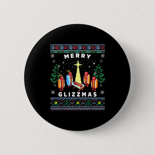 Fröhliche Glizzmas Lustiger hässlicher Weihnachtsp Button (Vorderseite)
