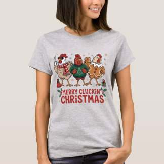 Fröhliche Glucken Weihnachten Lustige Hühnerbauer T-Shirt