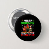 Fröhliche gluckende Weihnachten Lustiger Hühner-We Button (Vorne & Hinten)