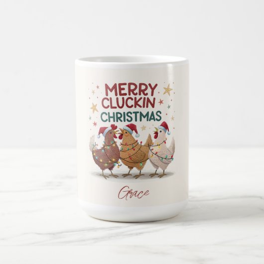 Fröhliche gluckende Weihnachtsküken Personalisiert Kaffeetasse (Mittel)