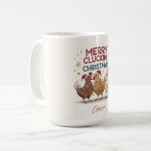 Fröhliche gluckende Weihnachtsküken Personalisiert Kaffeetasse (Vorderseite Links)