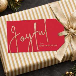 Fröhliche Gold-Faux-Folie Rote Geschenkanhänger