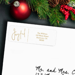 Fröhliche Gold- und weiße Weihnachts-Rücksendeadre